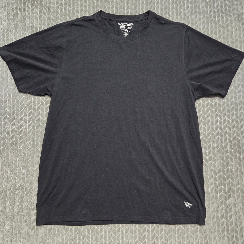 Paper Planes Mens 3XL Black Short Sleeve Logo T-Shirt Cotton Stretch Streetwear